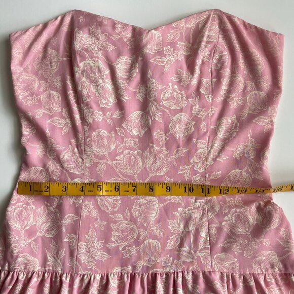 Vintage Handmade Pink and White Floral Ruffle Dress Size 10-12 - Picture 6 of 8